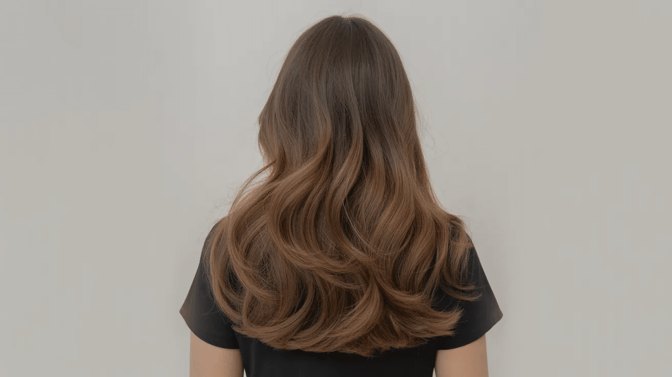 long brown hair with partial highlights