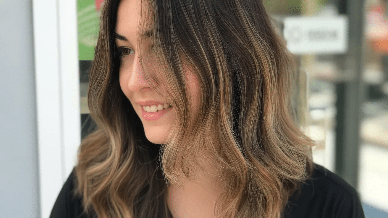 partial balayage on brown hair