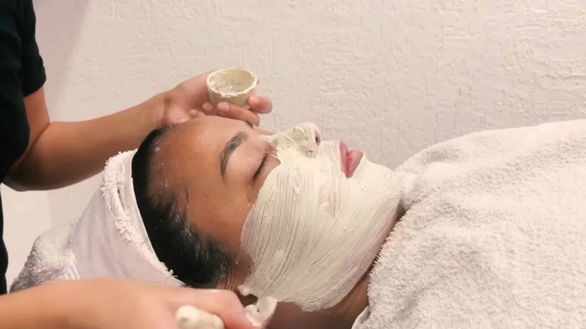 apply a treatment mask to nourish the skin, then remove it and encourage the client to rinse with cold water for a fresh finish. (1)