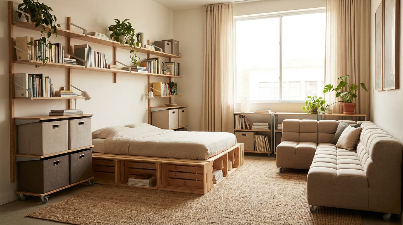 bedroom with modular furniture that adapts to changing needs