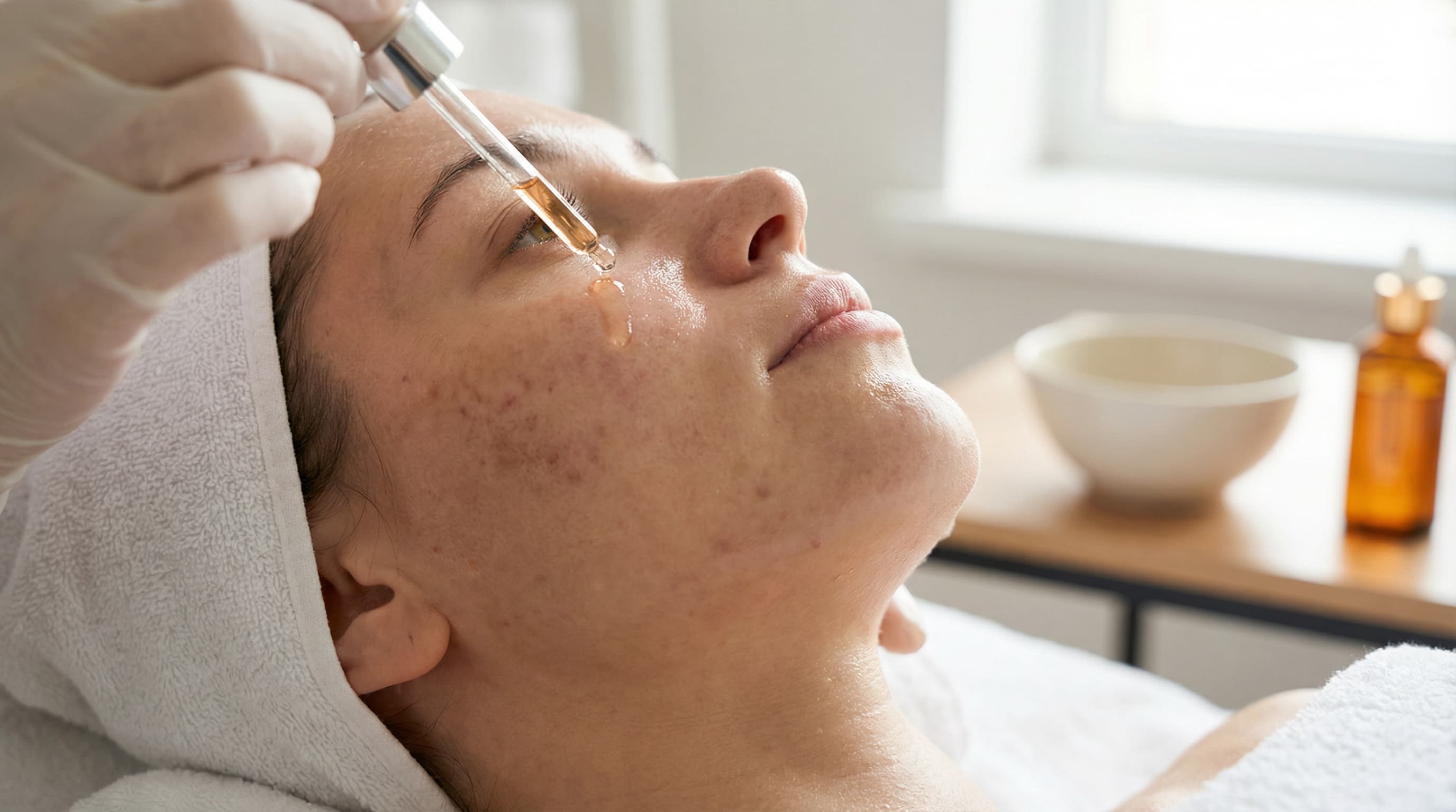 brightening facial with vitamin c to fade acne marks and even skin tone