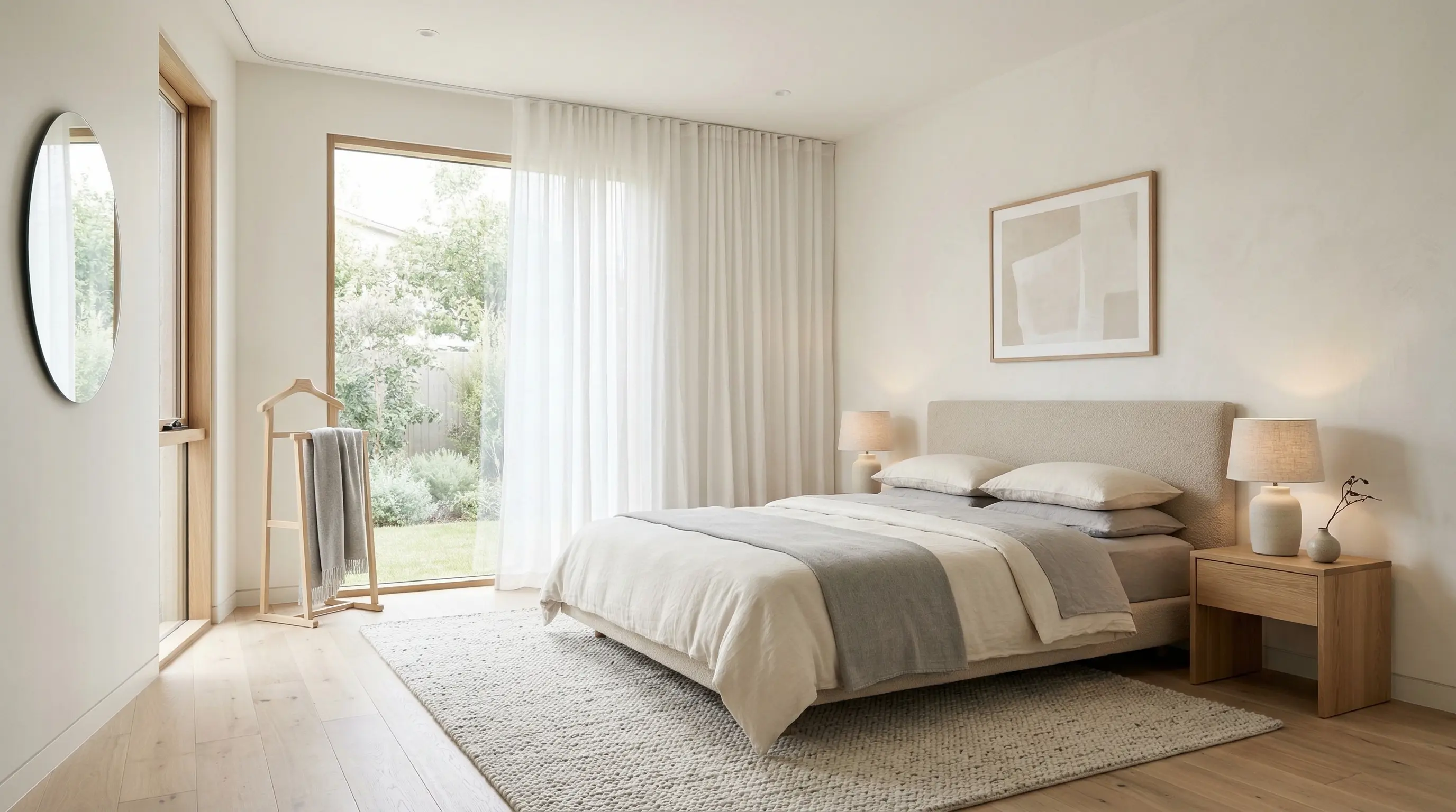 minimal bedroom with clean lines and simple decor creating a calm and refined space