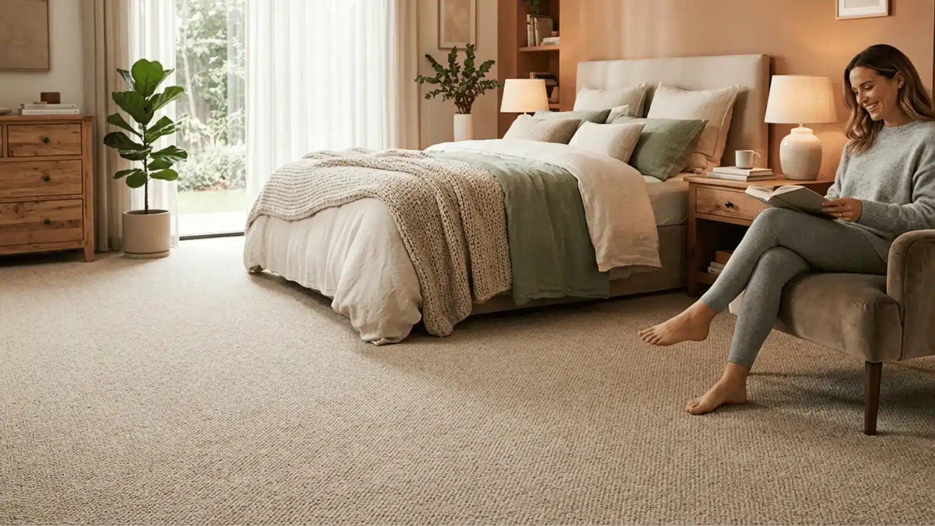 textile-based atmosphere that carpet flooring creates, capturing the warm and comfortable environment