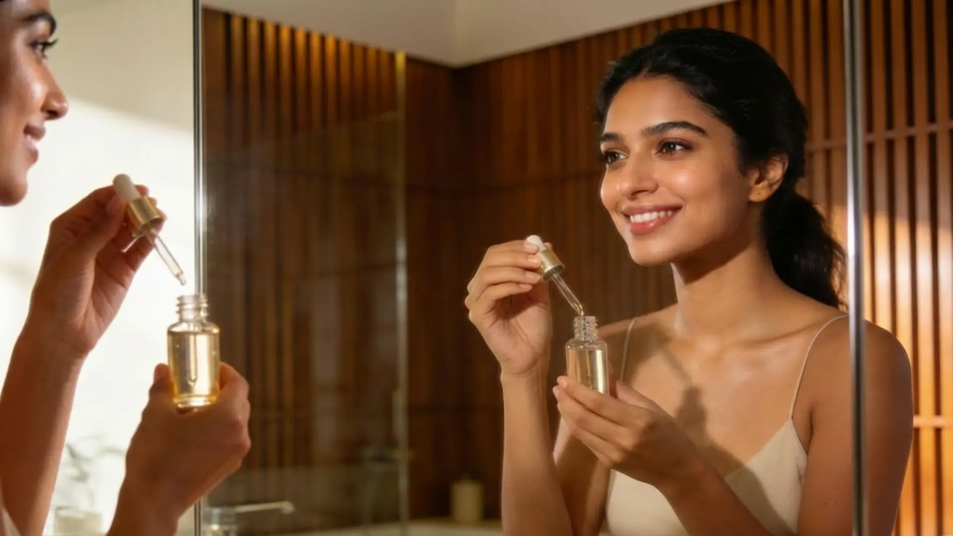 the women getting happy about her skin with results