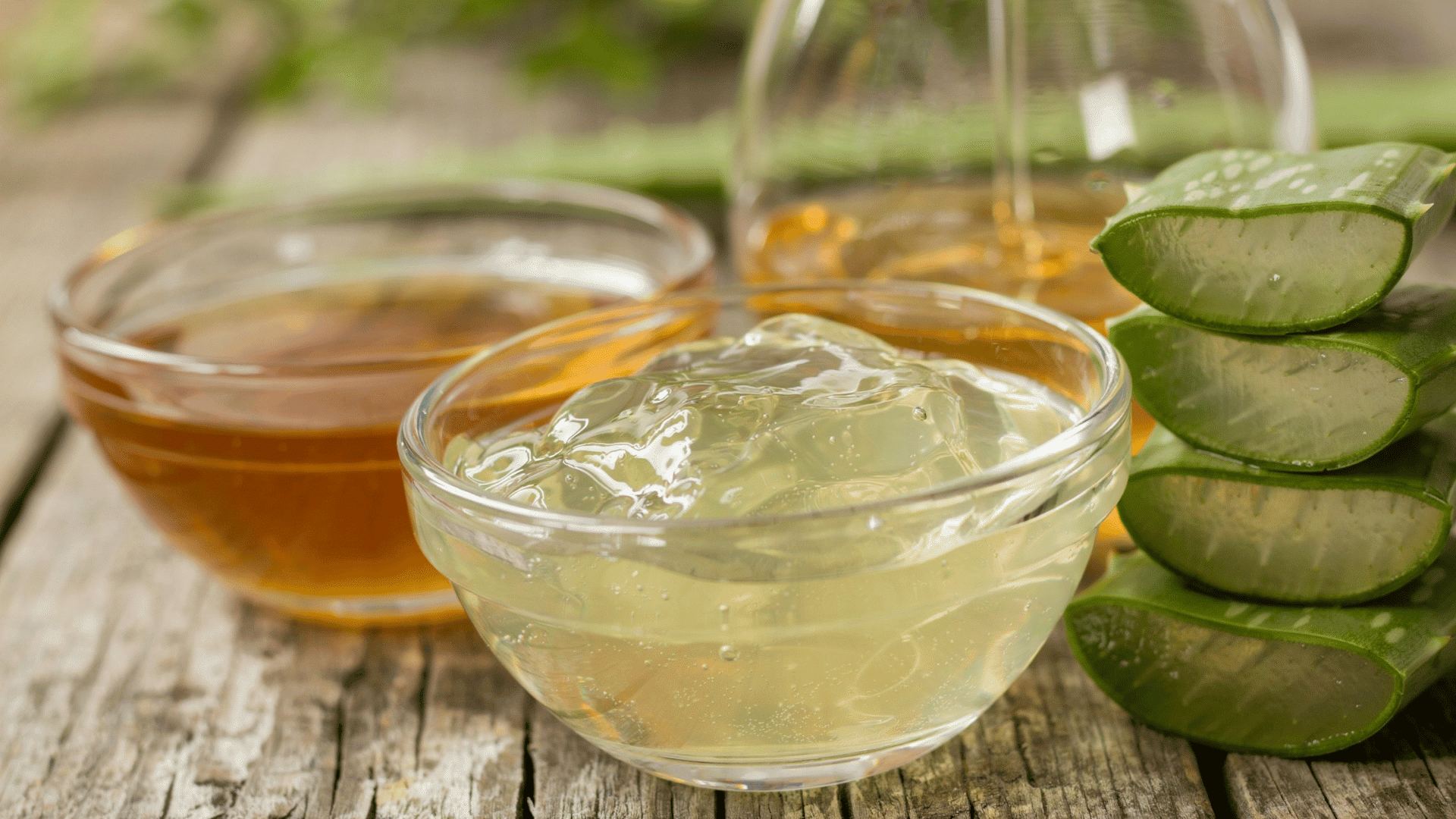 Aloe vera gel and honey mask ingredients for natural face skin care at home routine