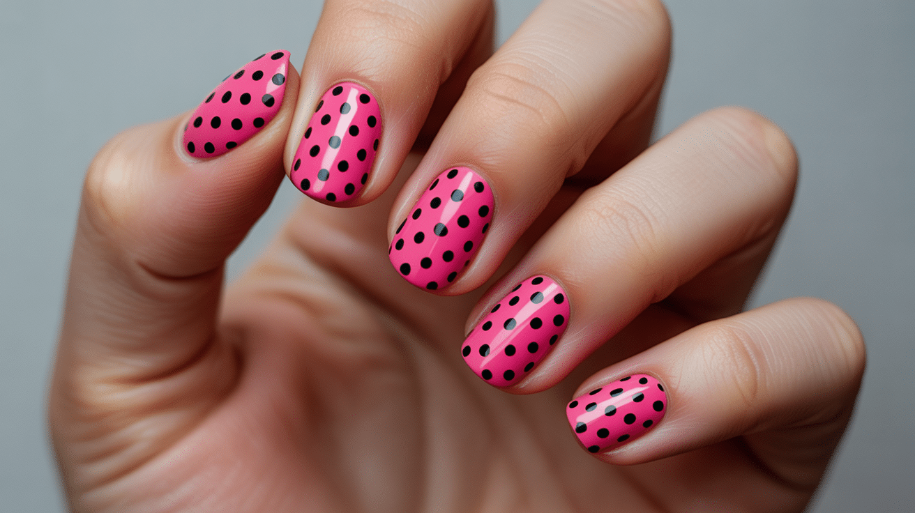 bright-pink-with-black-polka-dots