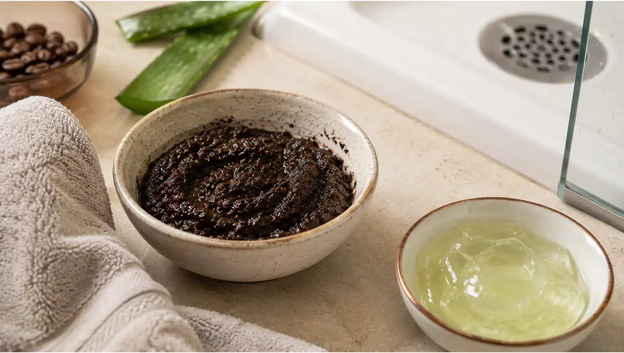 _coffee grounds natural exfoliant with aloe gel for rough body skin on legs arms and feet