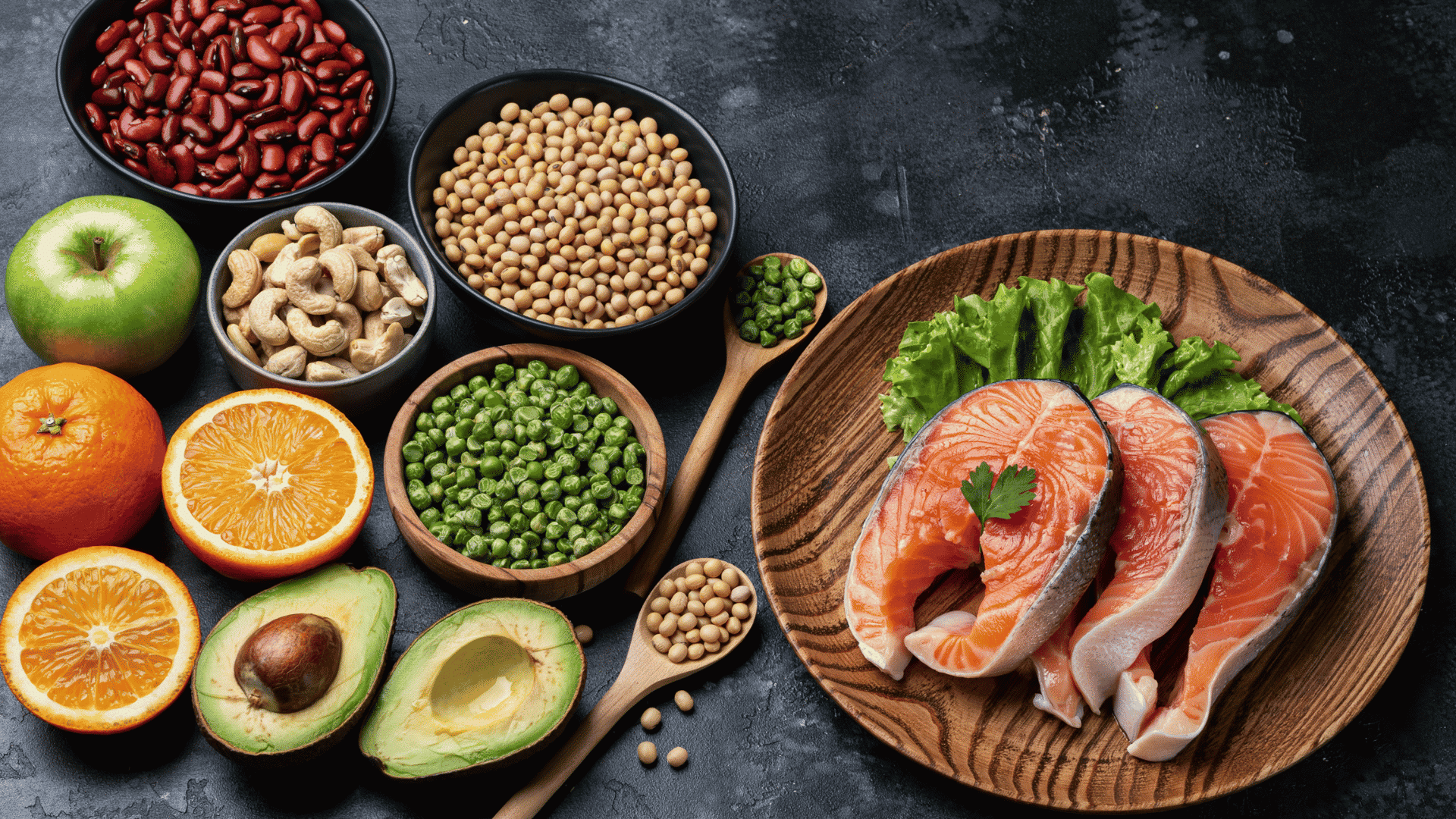 Foods rich in protein and antioxidants supporting healthy skin and natural face care routine