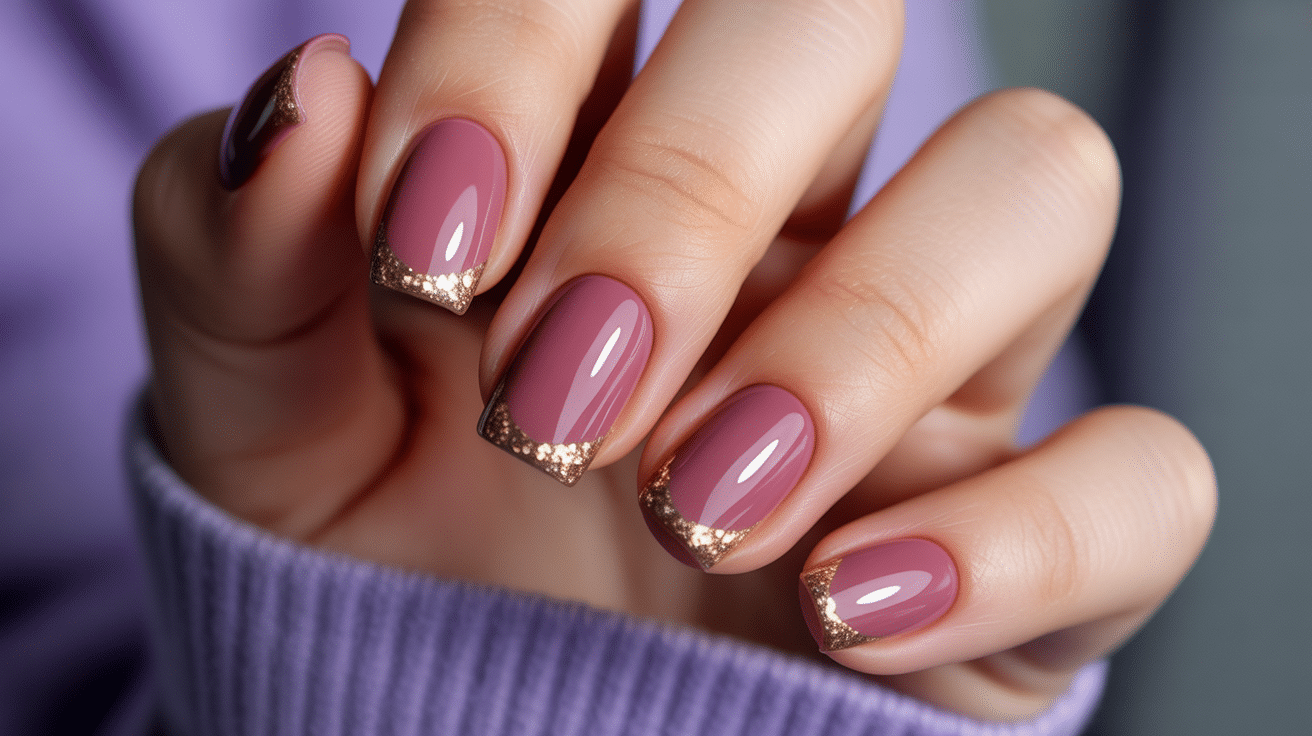 dark-pink-wit-gold-glitter-tips