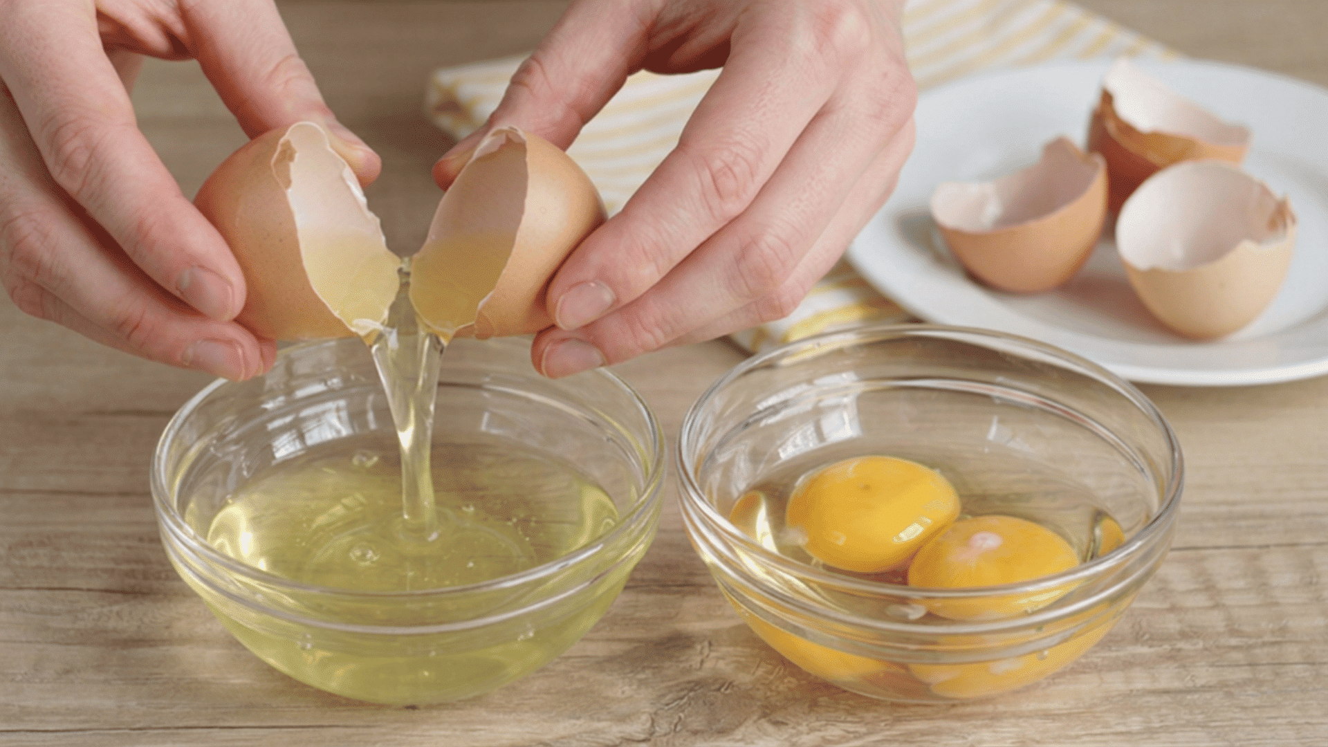 Egg white being prepared for a natural face skin tightening mask at home routine