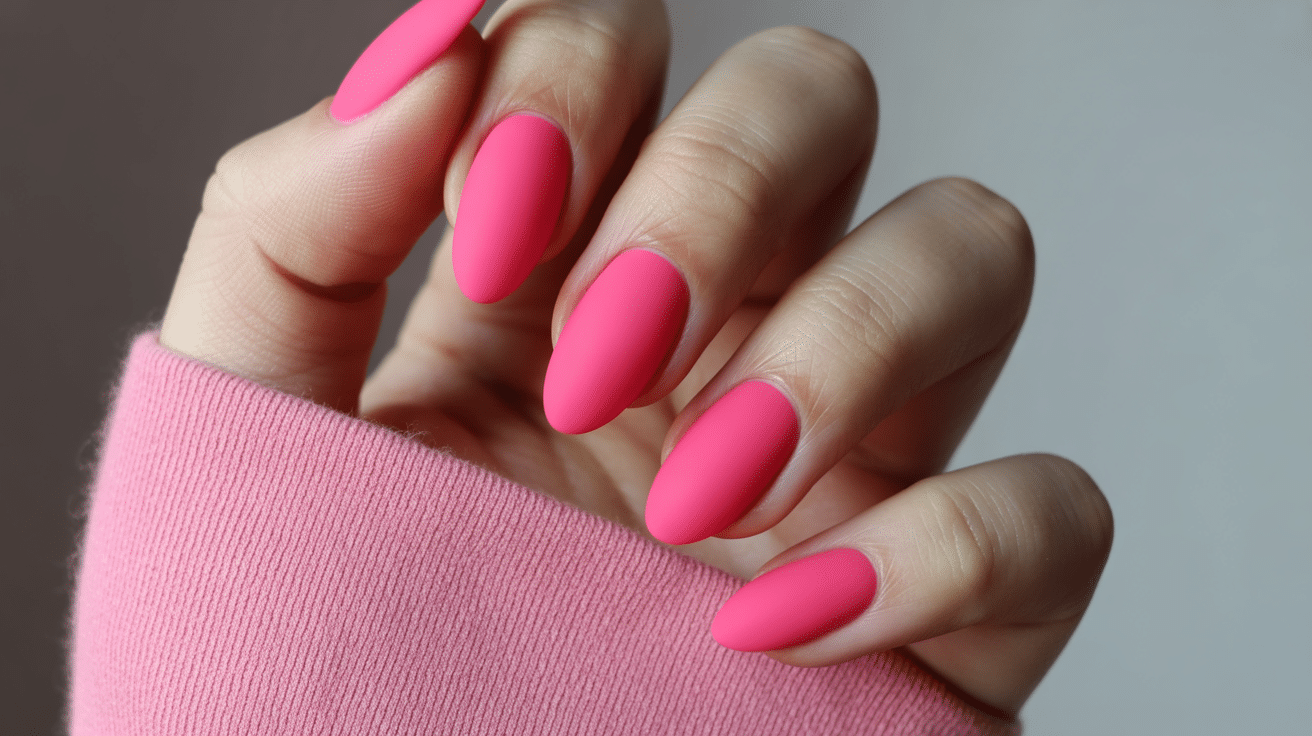 matte-hot-pink-nails