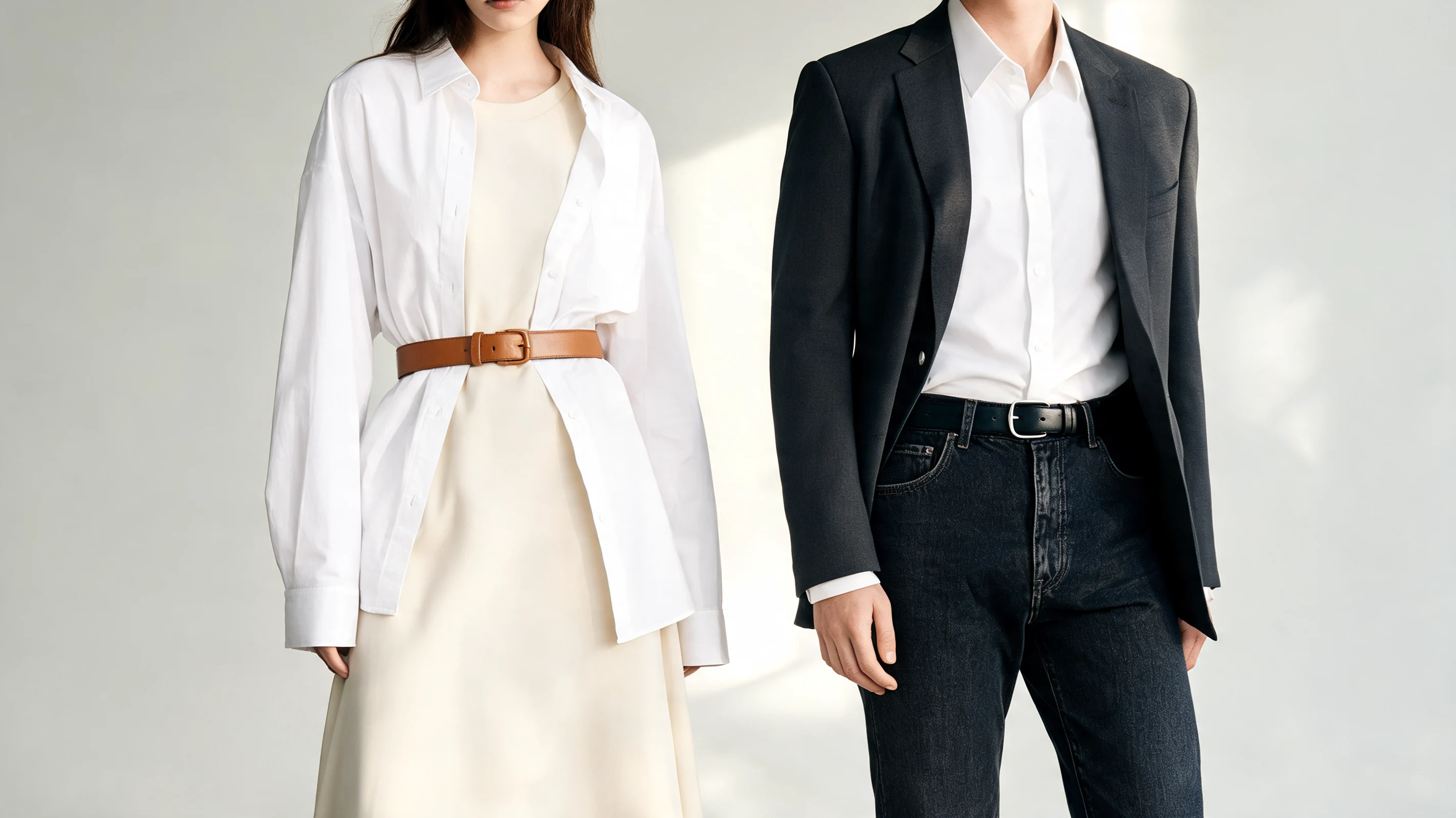 A belt adds structure to an outfit by shaping the silhouette.