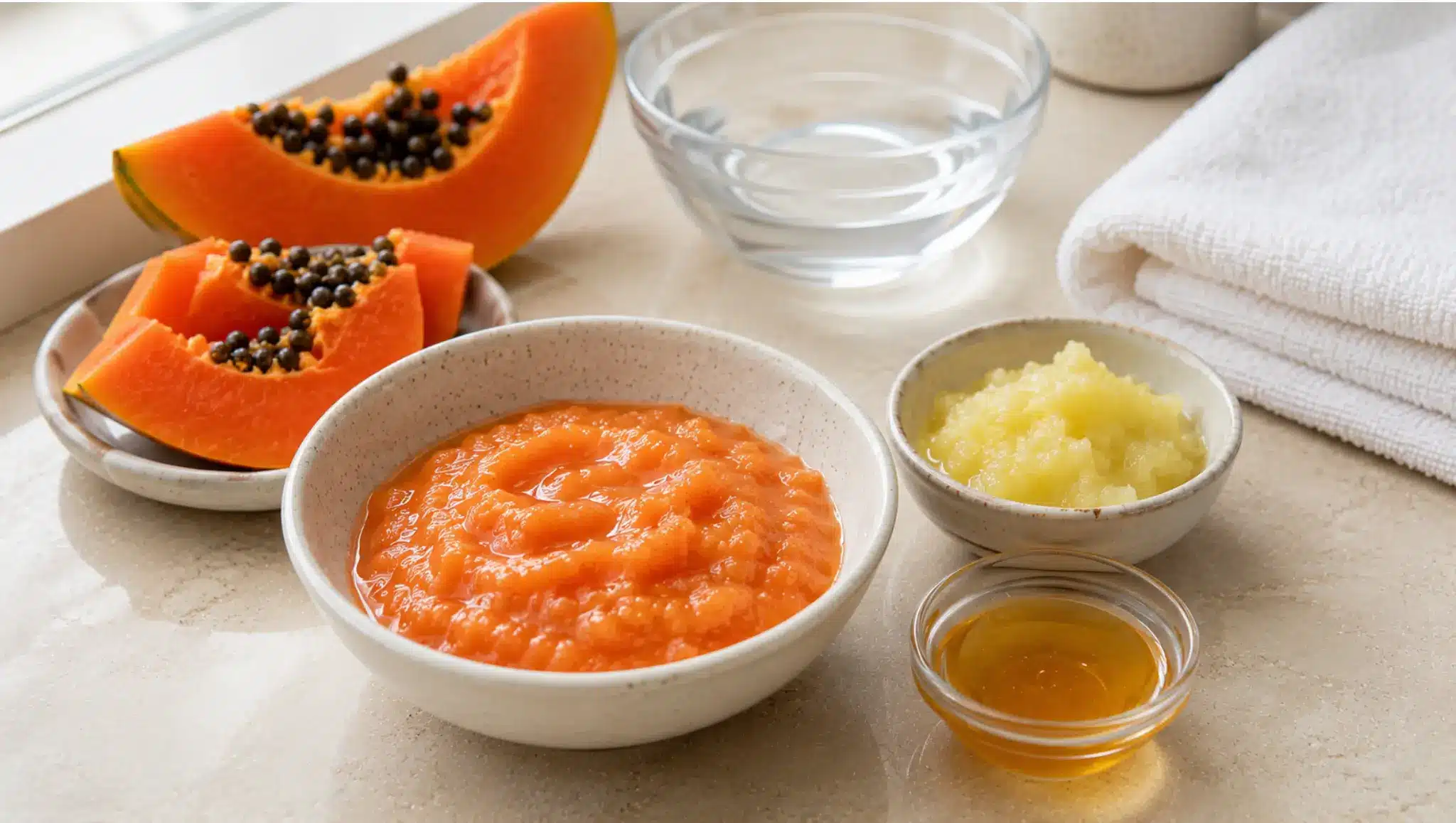 _papaya natural exfoliant mask with honey and pineapple for gentle no scrub skin smoothing