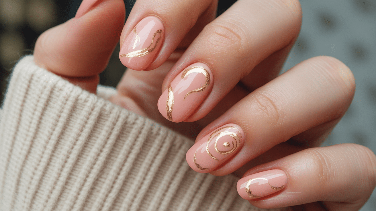 peachy-pink-with-gold-swirls-nails