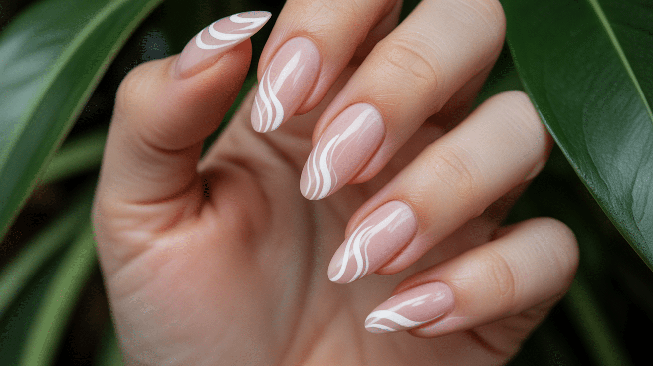 pink-and-white-swirl-nails