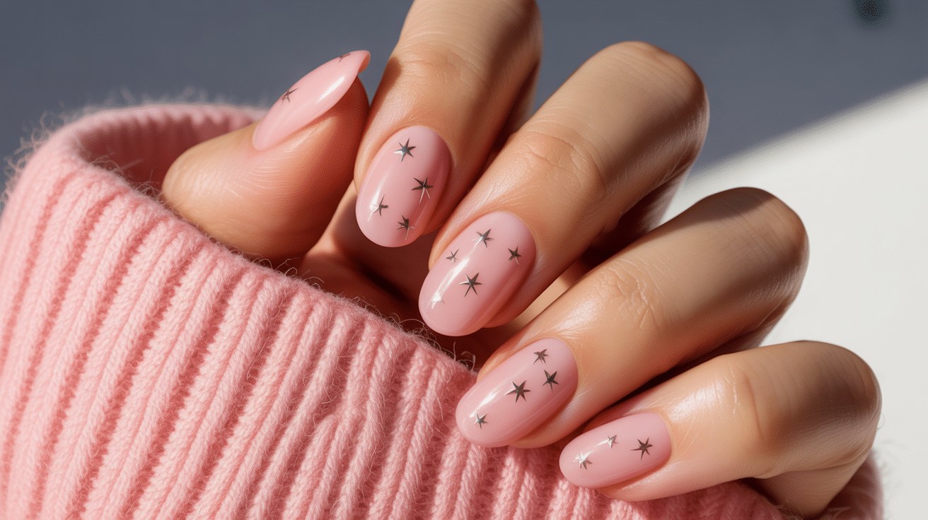pink-nails-with-tiny-stars