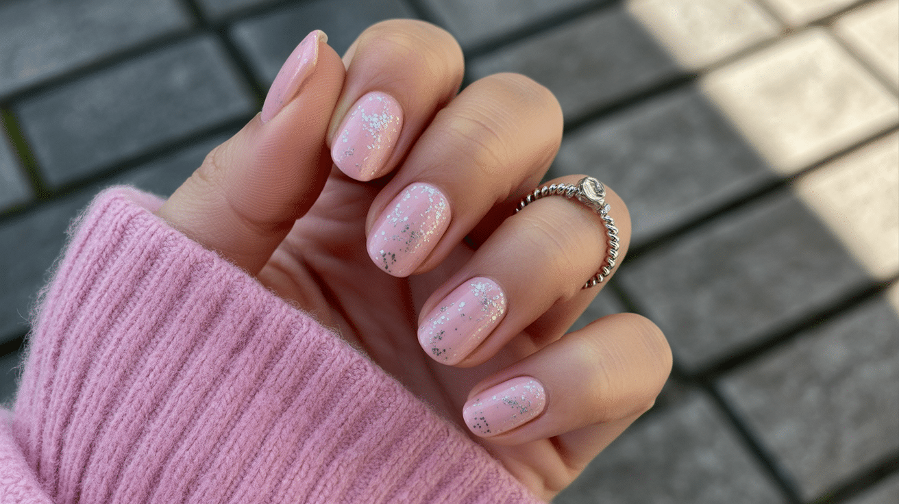 pink-with-tiny-silver-glitter-nails