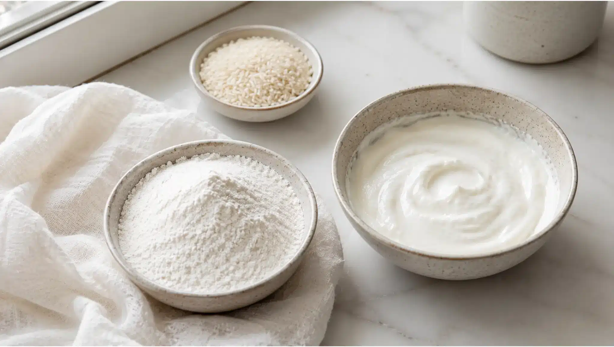 rice flour natural exfoliant with yogurt for mild dullness and gentle face polishing