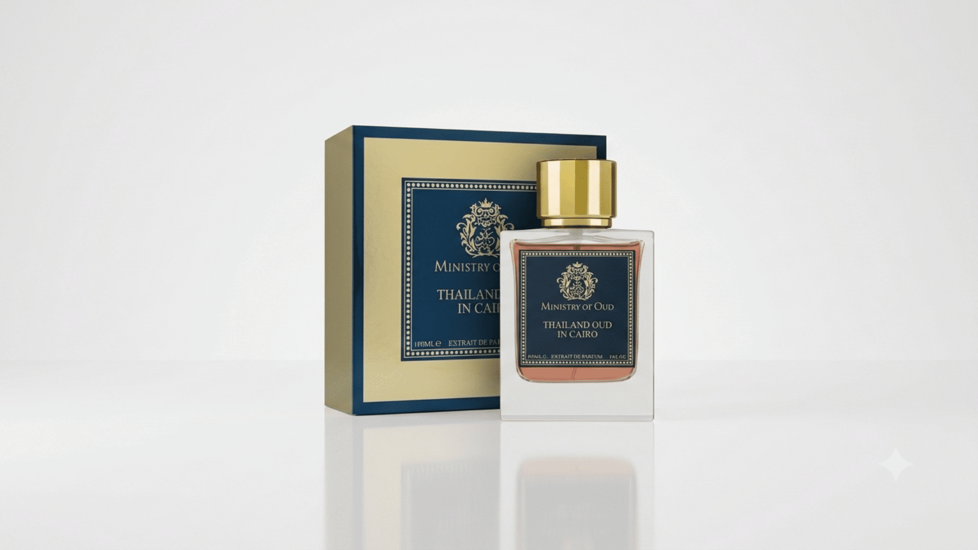 Thailand oud perfume bottle with luxury packaging on a white background