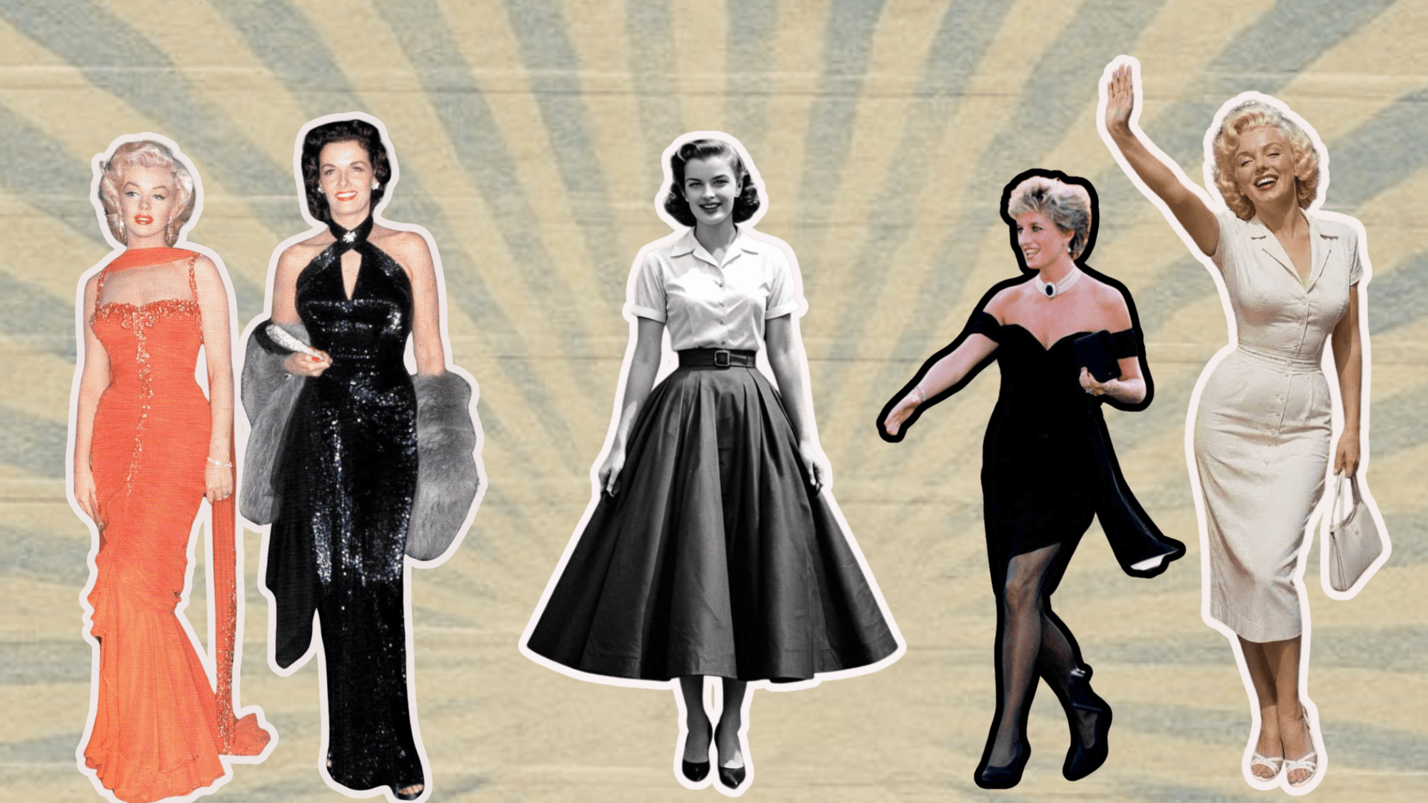 1950s feminine silhouettes featuring elegant dresses fitted waists classic styles and timeless vintage fashion details