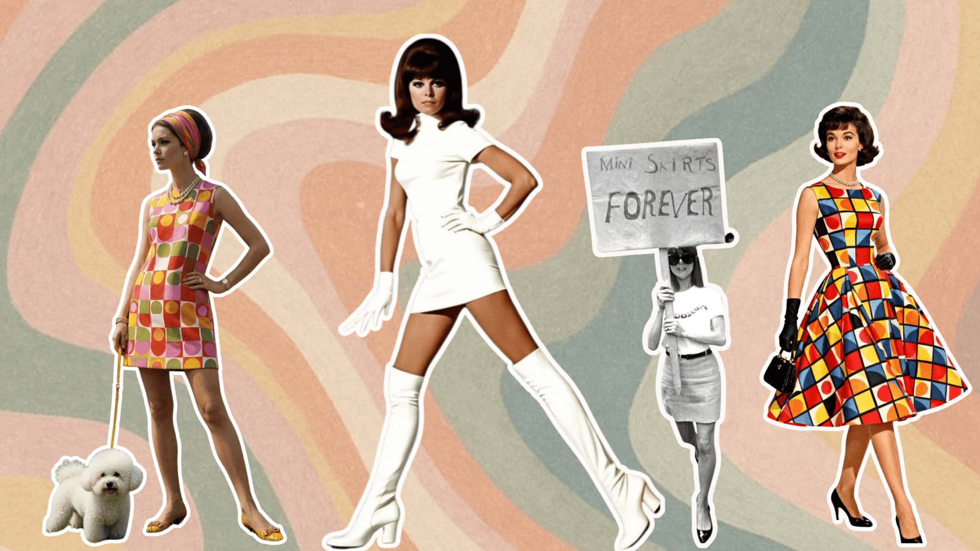 1960s mod style featuring youthful fashion expression bold patterns geometric designs and iconic vintage outfits with a modern twist