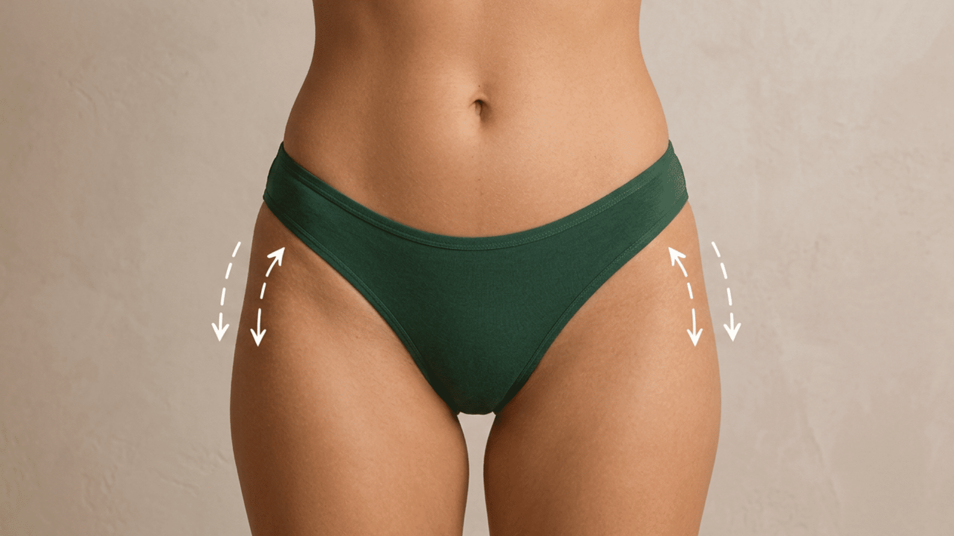 Close-up of natural hip dips on both sides of the hips
