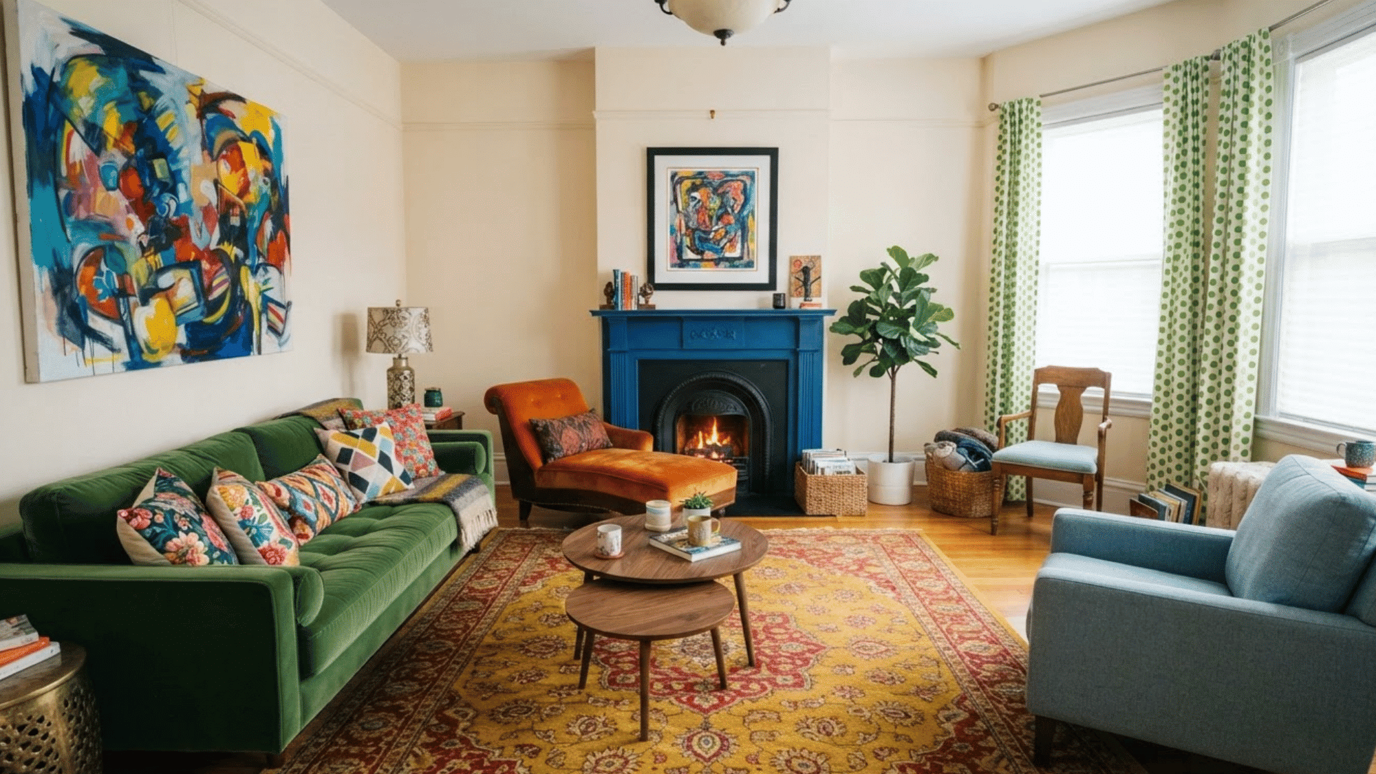eclectic interior design pairing furniture from different styles to create a balanced layered and personalized room look