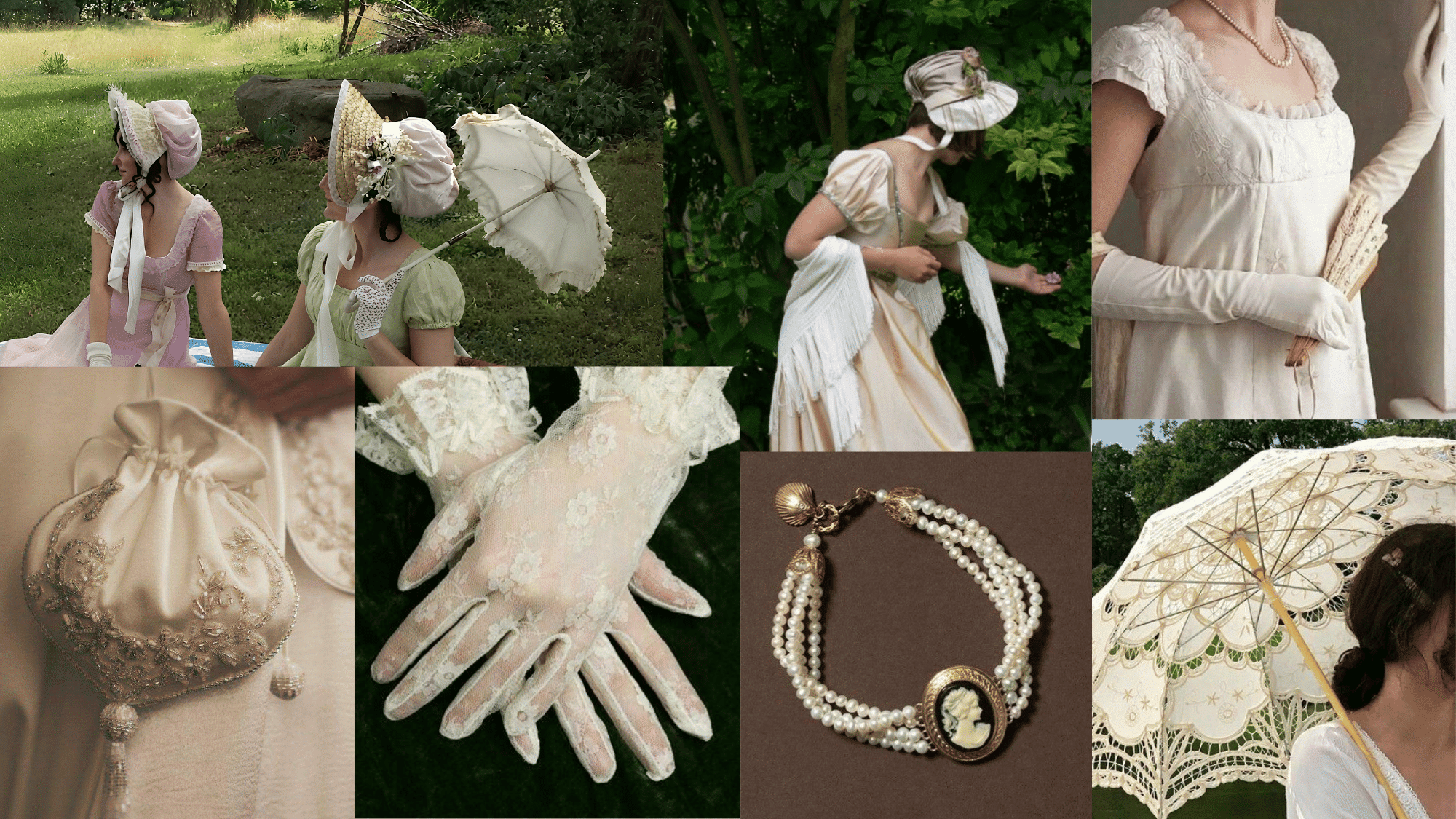 elegant regency fashion accessories featuring gloves fans pearls and delicate jewelry from the early era