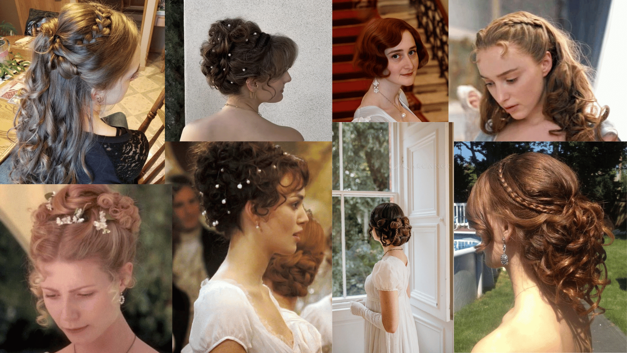 elegant regency hairstyle featuring soft curls pinned updos and classic hair accessories inspired by early fashion