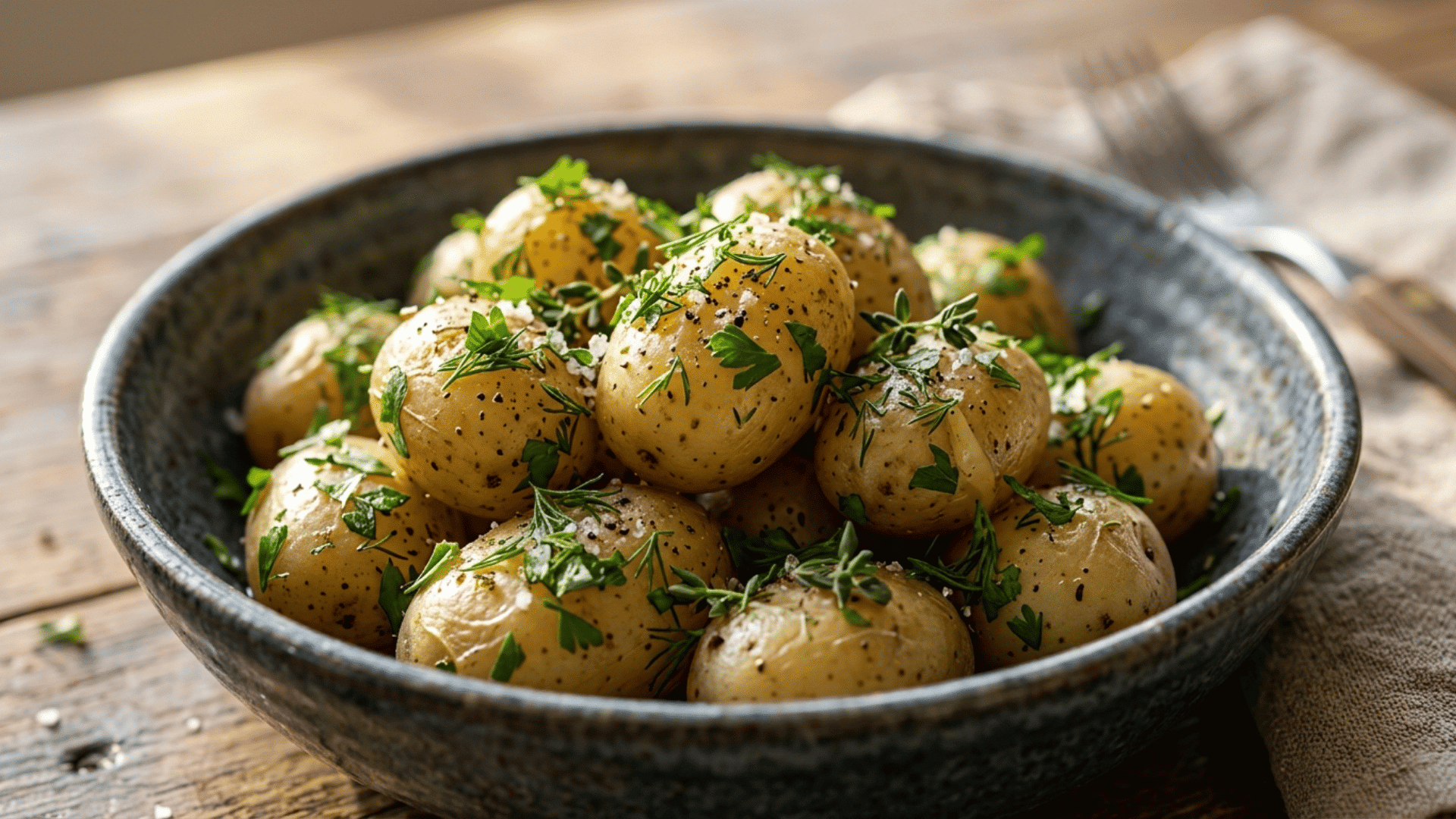 herb boiled potatoes tossed with fresh parsley dill chives olive oil and light seasoning