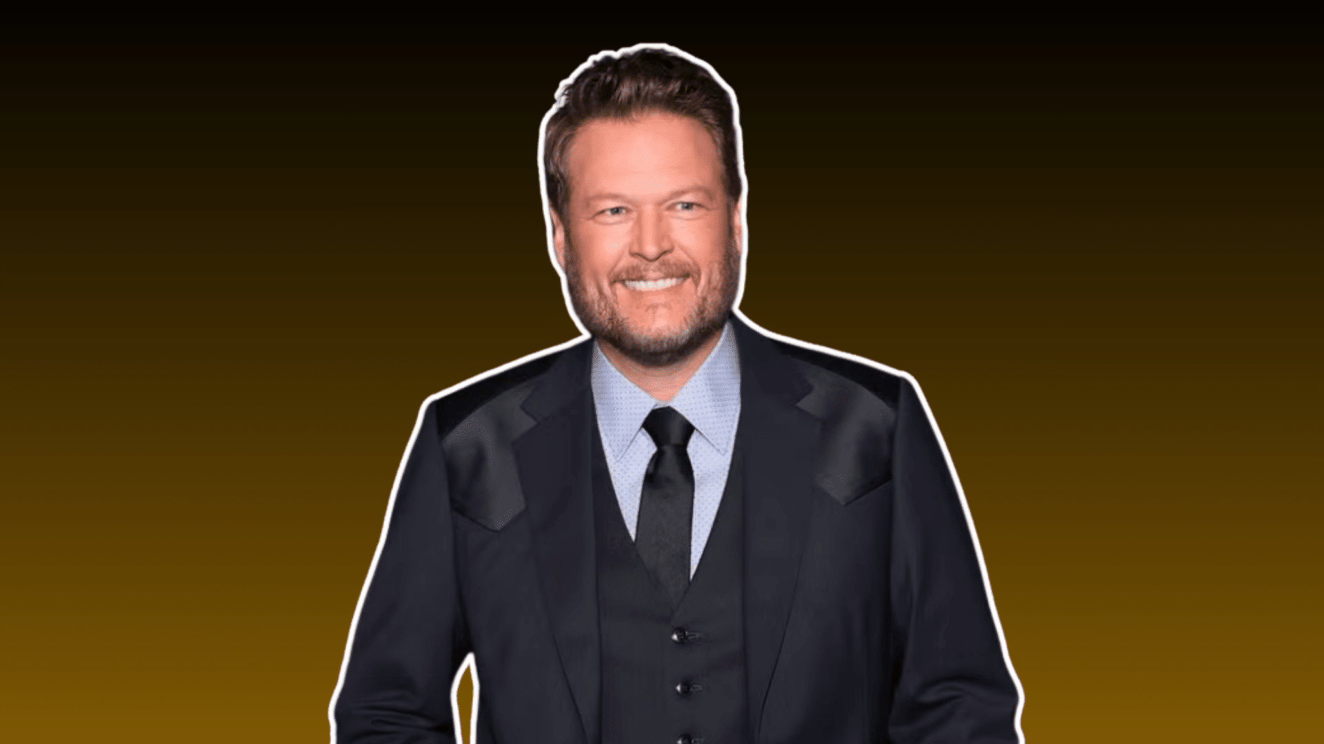 man wearing a dark suit and tie smiling in a formal portrait against a dark brown background