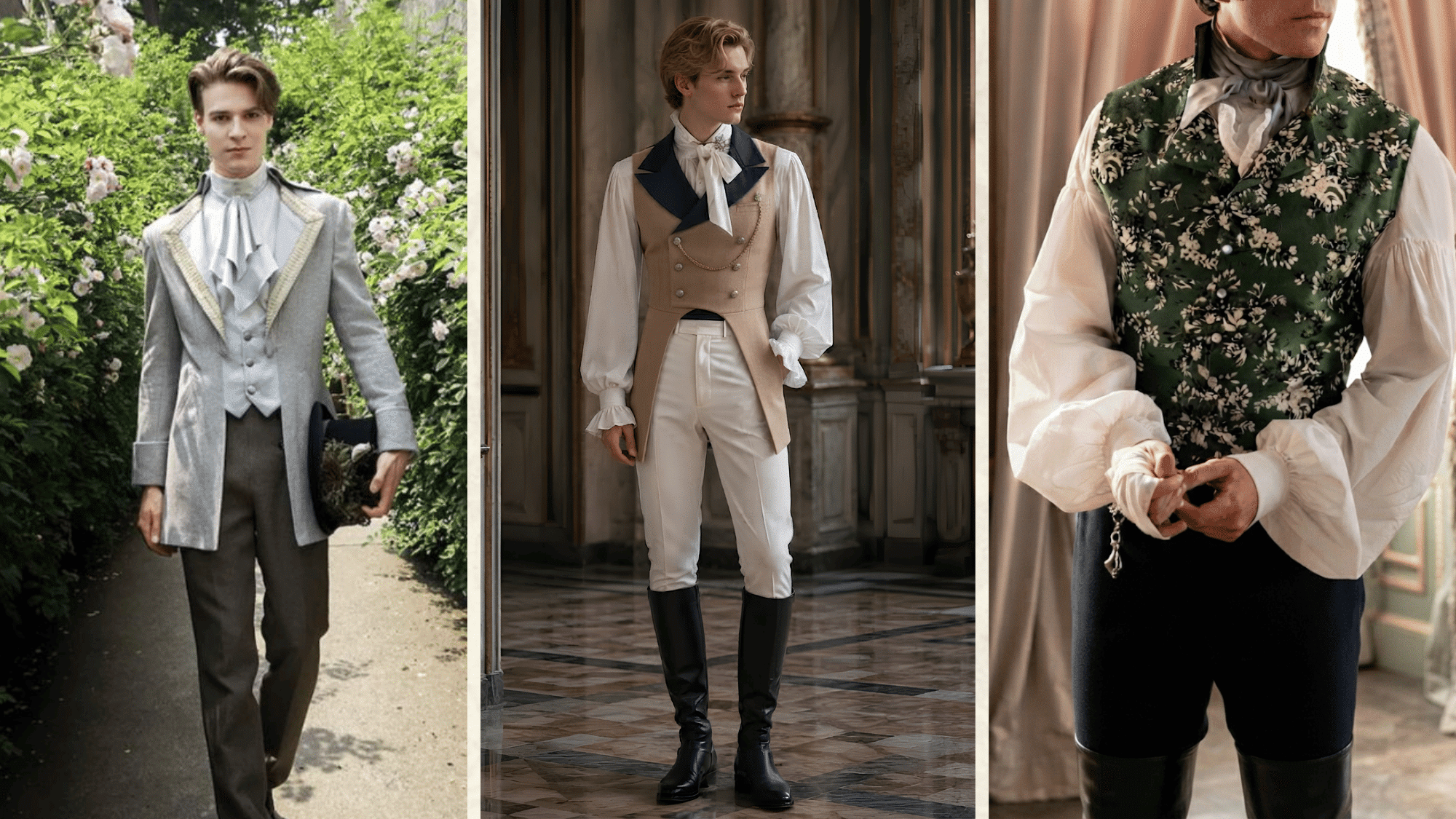 mens regency era fashion featuring tailored coats waistcoats breeches and elegant clothing trends from the early nineteenth century period