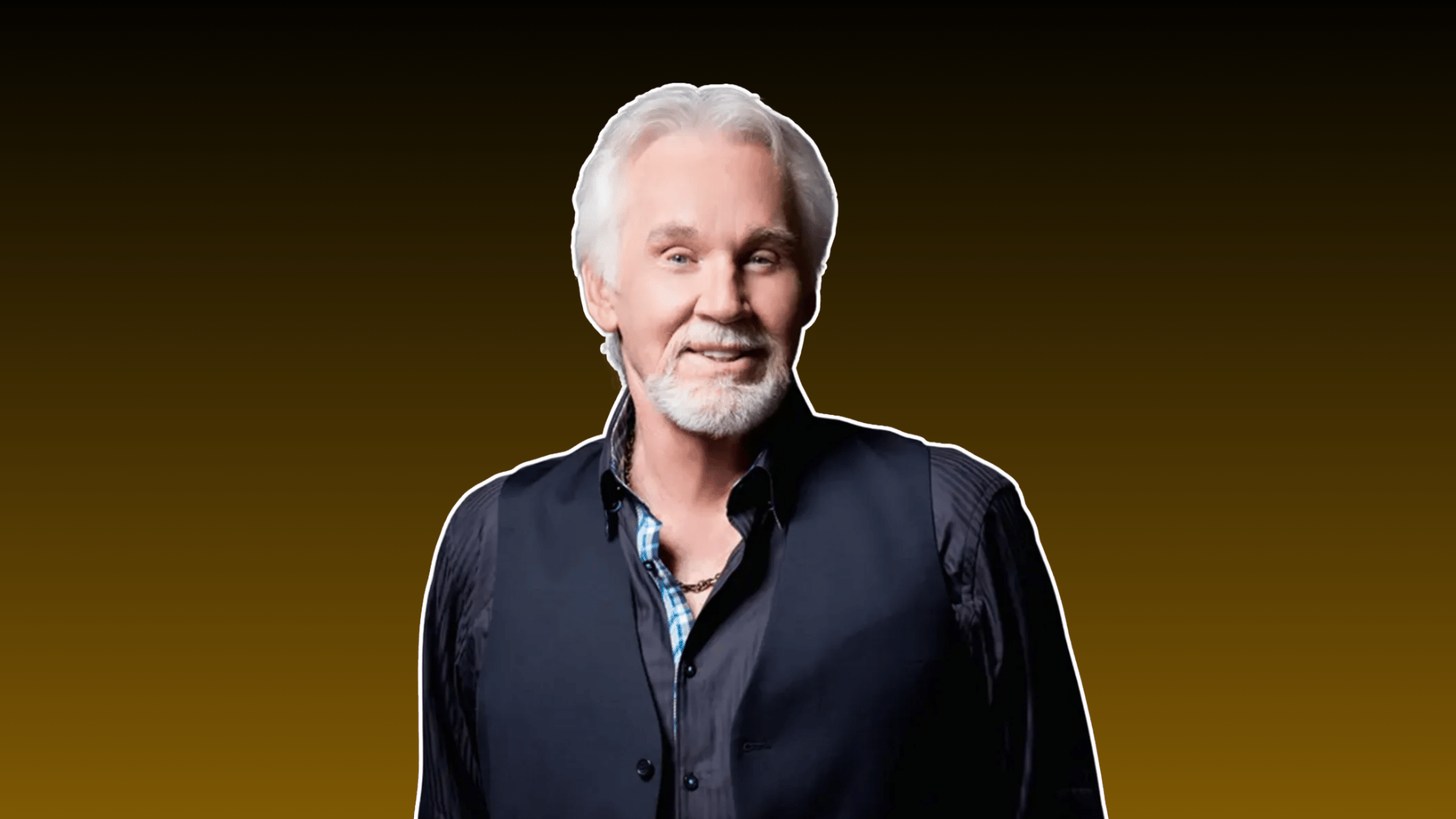 older man with white hair and beard wearing a dark vest and shirt against a brown background