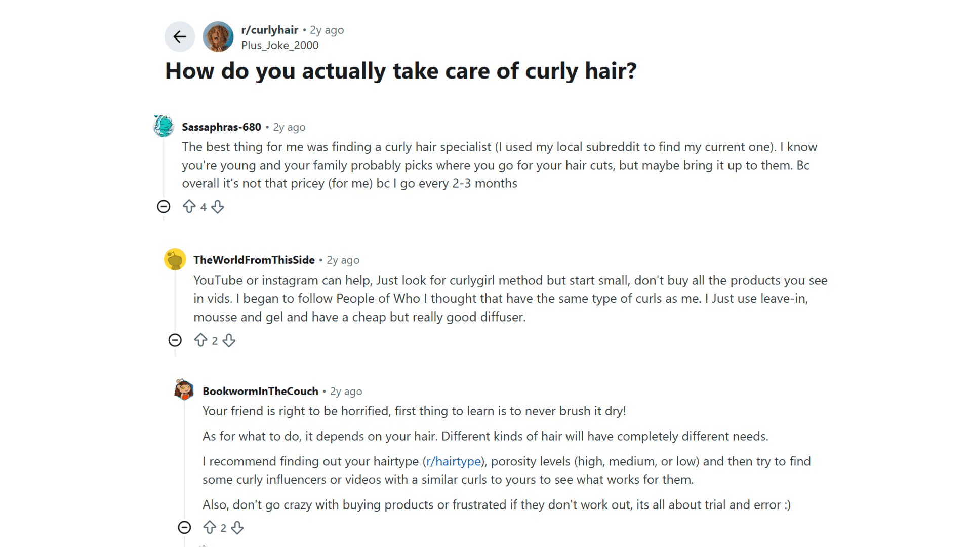 reddit curly hair community sharing routine tips about products brushing and finding what works for different curls