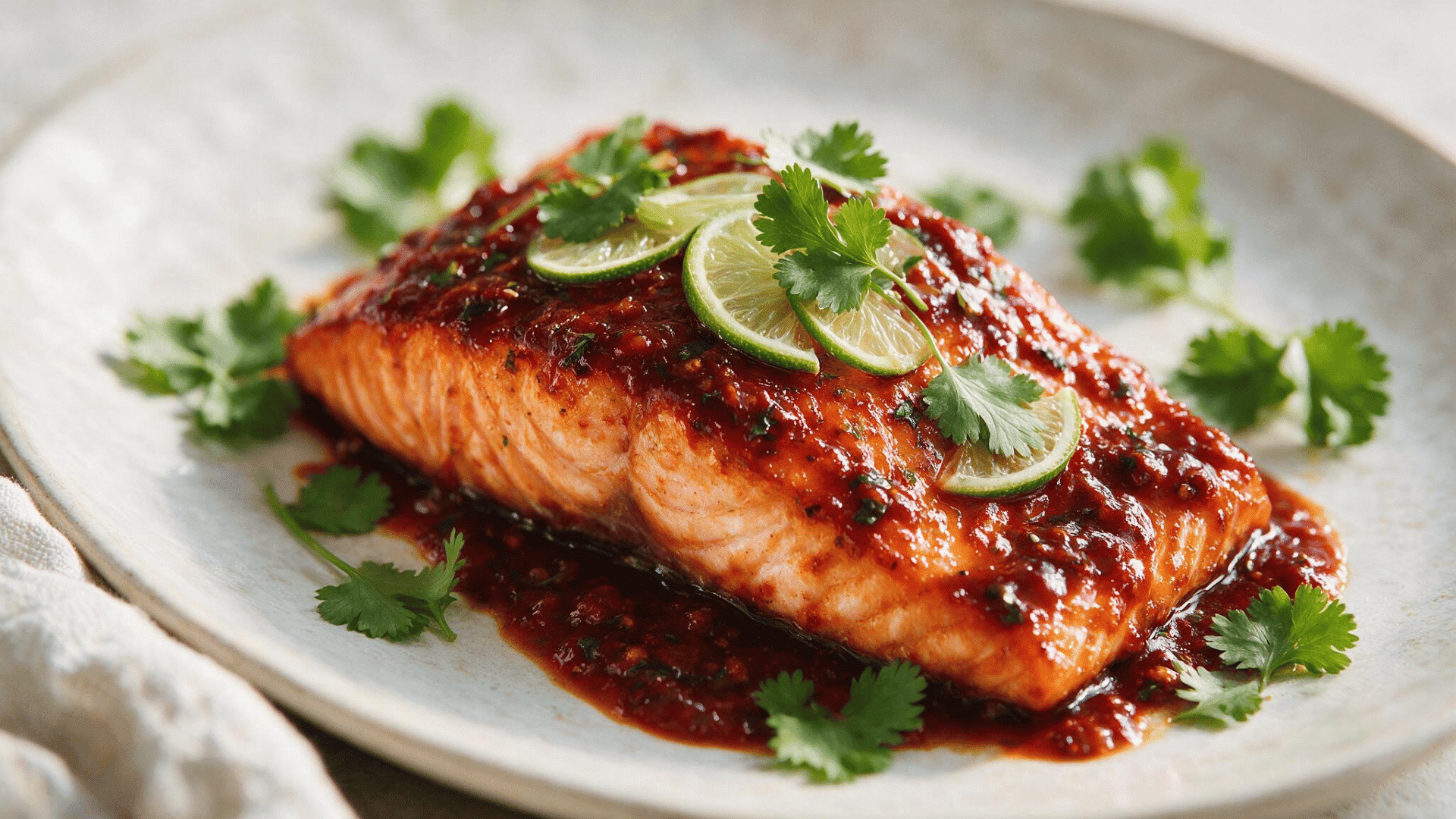 salmon prepared and served after cooking with lime