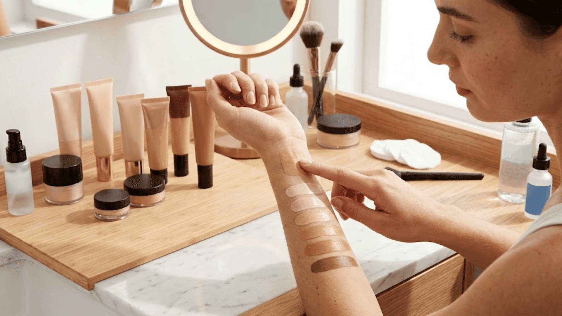 Testing BB cream shades while learning what is BB cream to find a suitable match for skin tone.