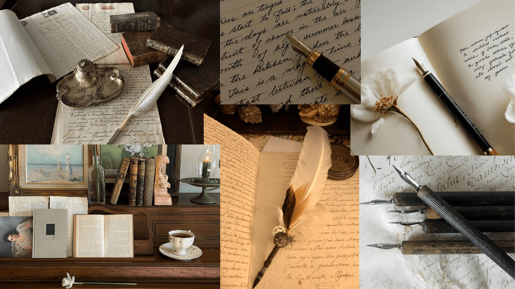 woman practicing calligraphy art with brush pens and ink while creating elegant hand lettering on paper at home