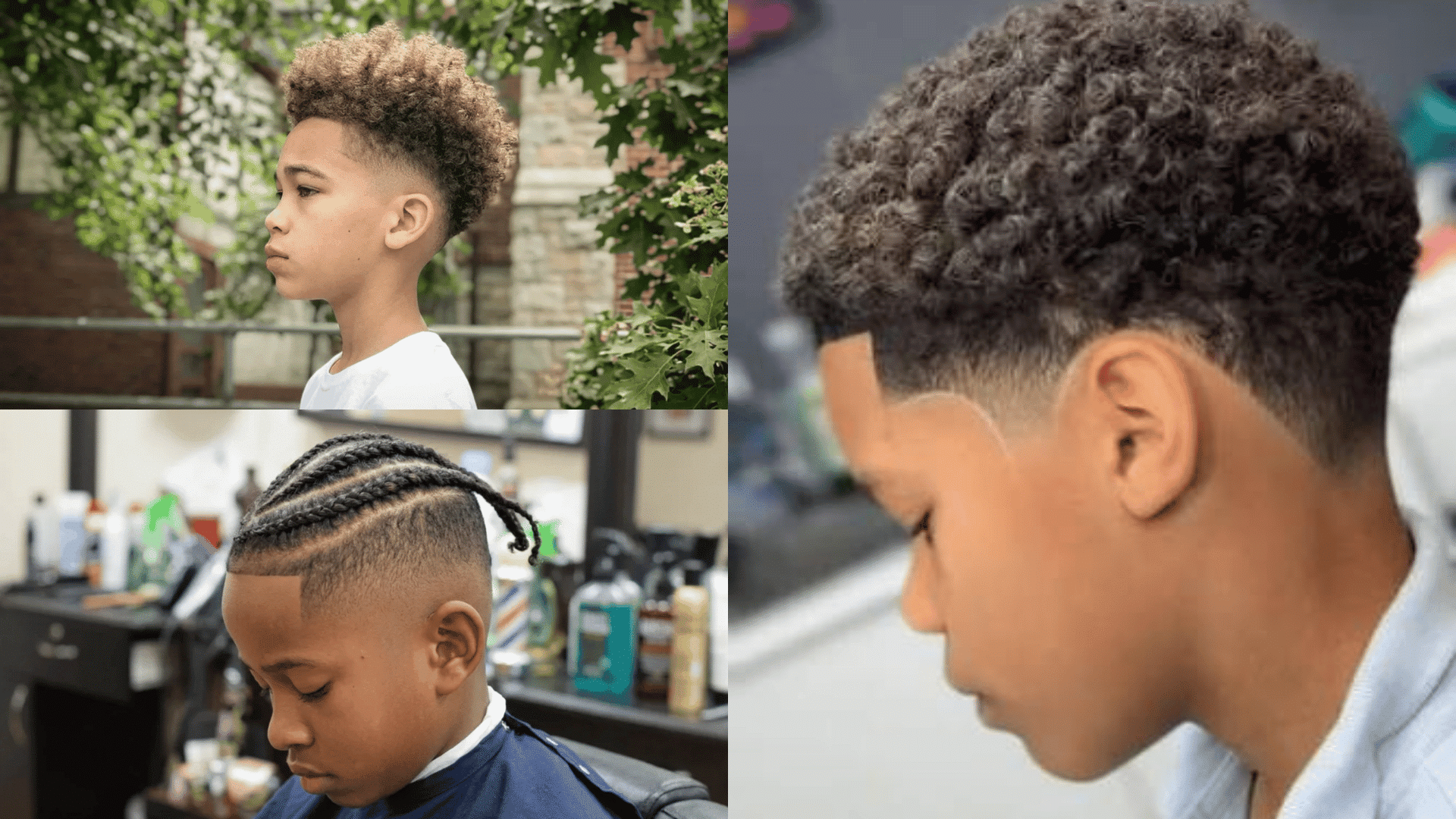 mixed boys haircuts featuring curly fades braided styles and natural textured hair for boys