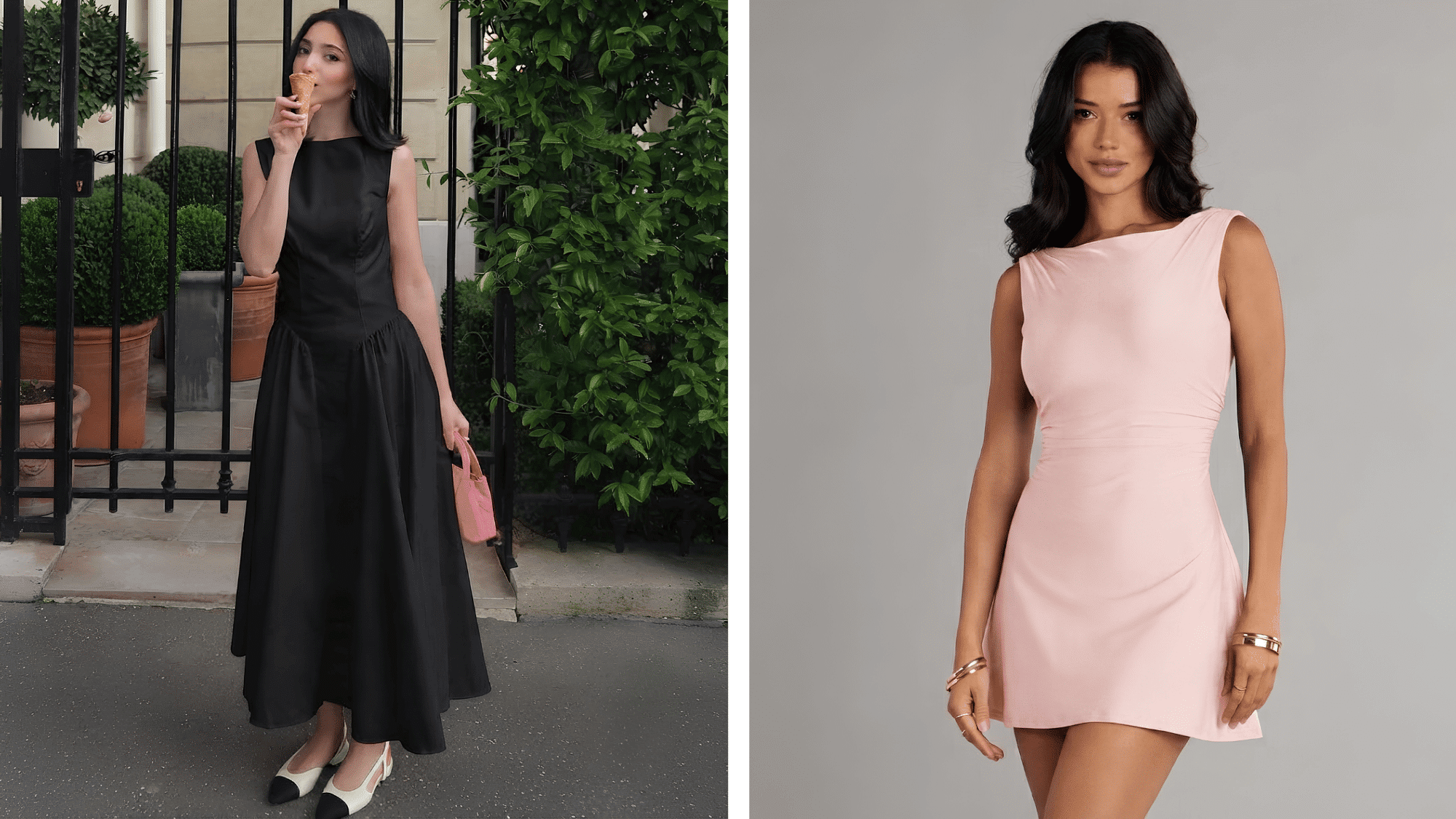 line dress with a fitted bodice and flowing skirt creating an elegant feminine silhouette for various occasions