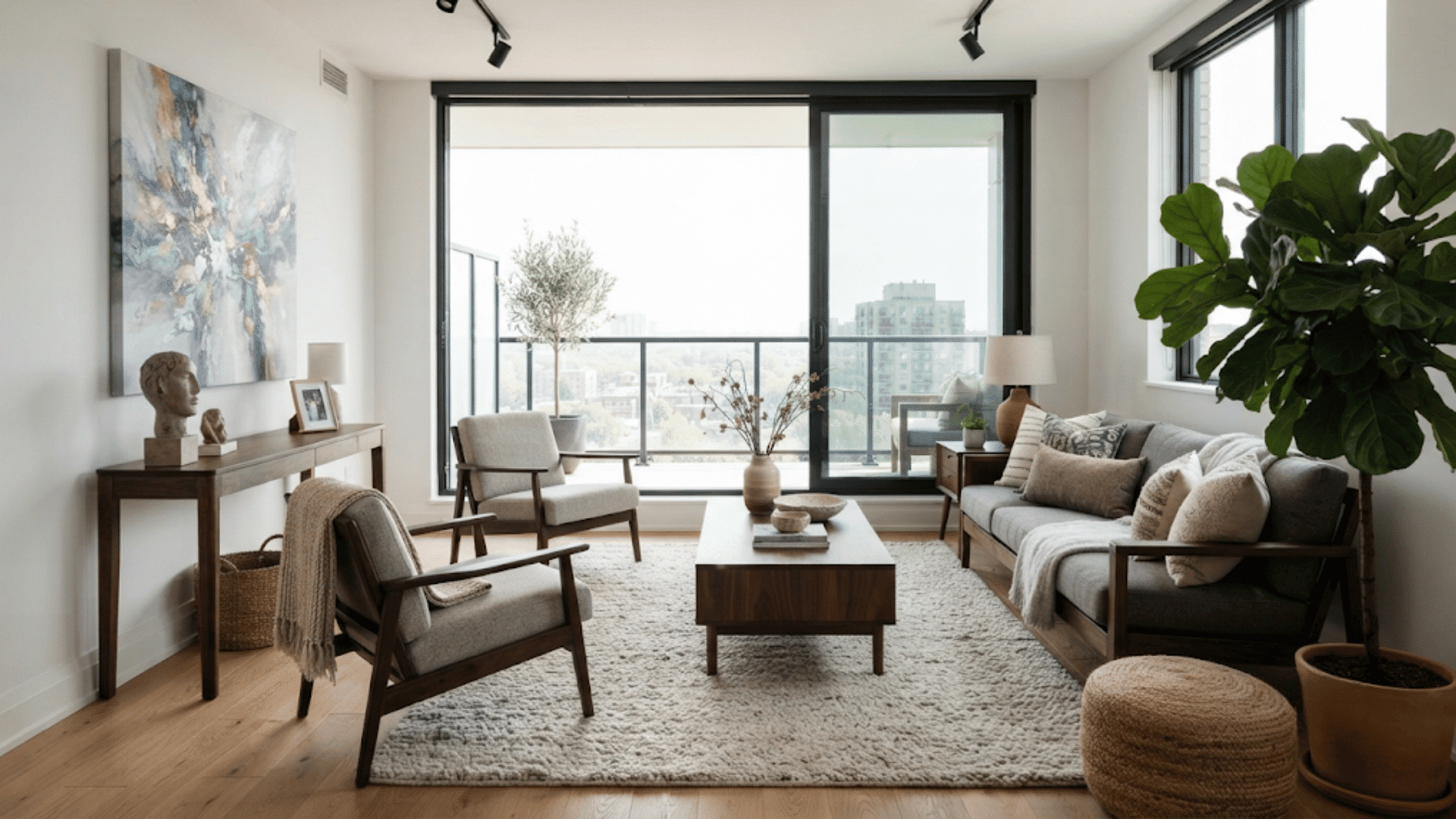 fewer furniture pieces create an open living room with streamlined seating a simple coffee table and clear floor space
