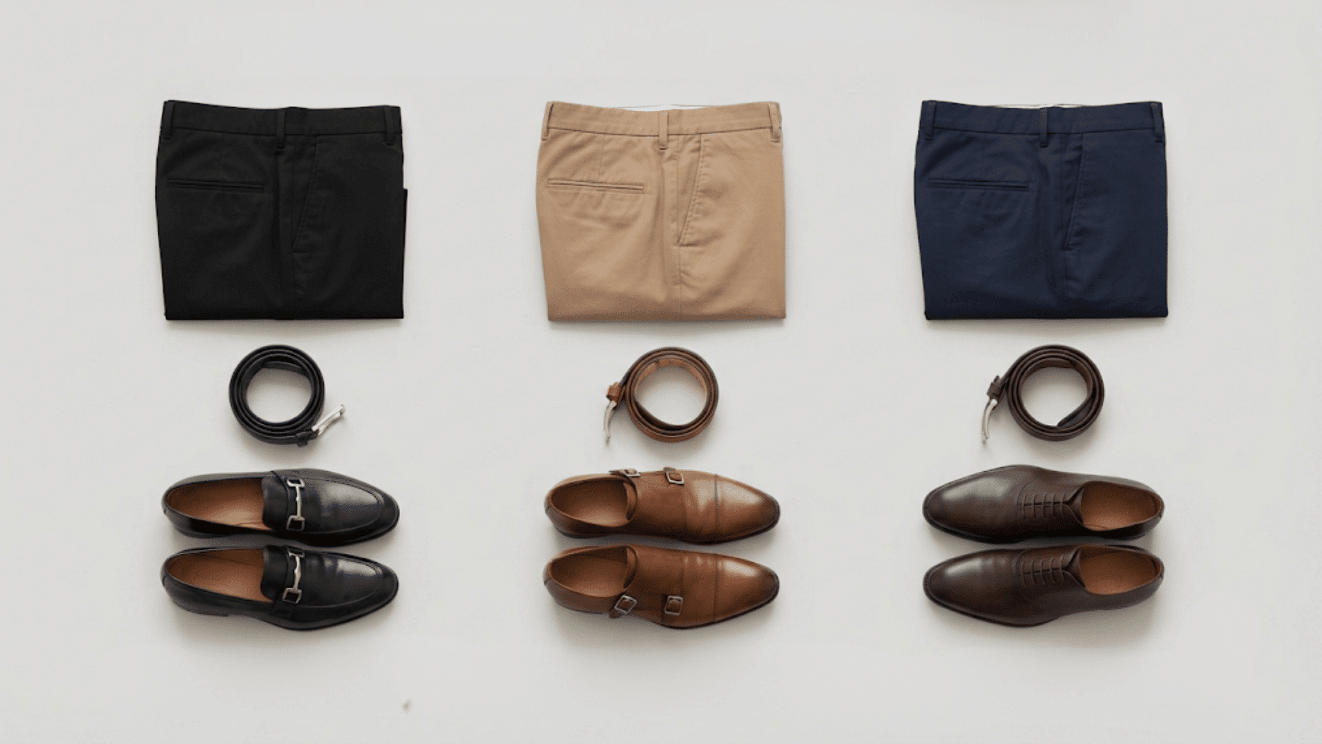 coordinate boots and belts by matching black and brown leather accessories with trousers for a polished balanced outfit
