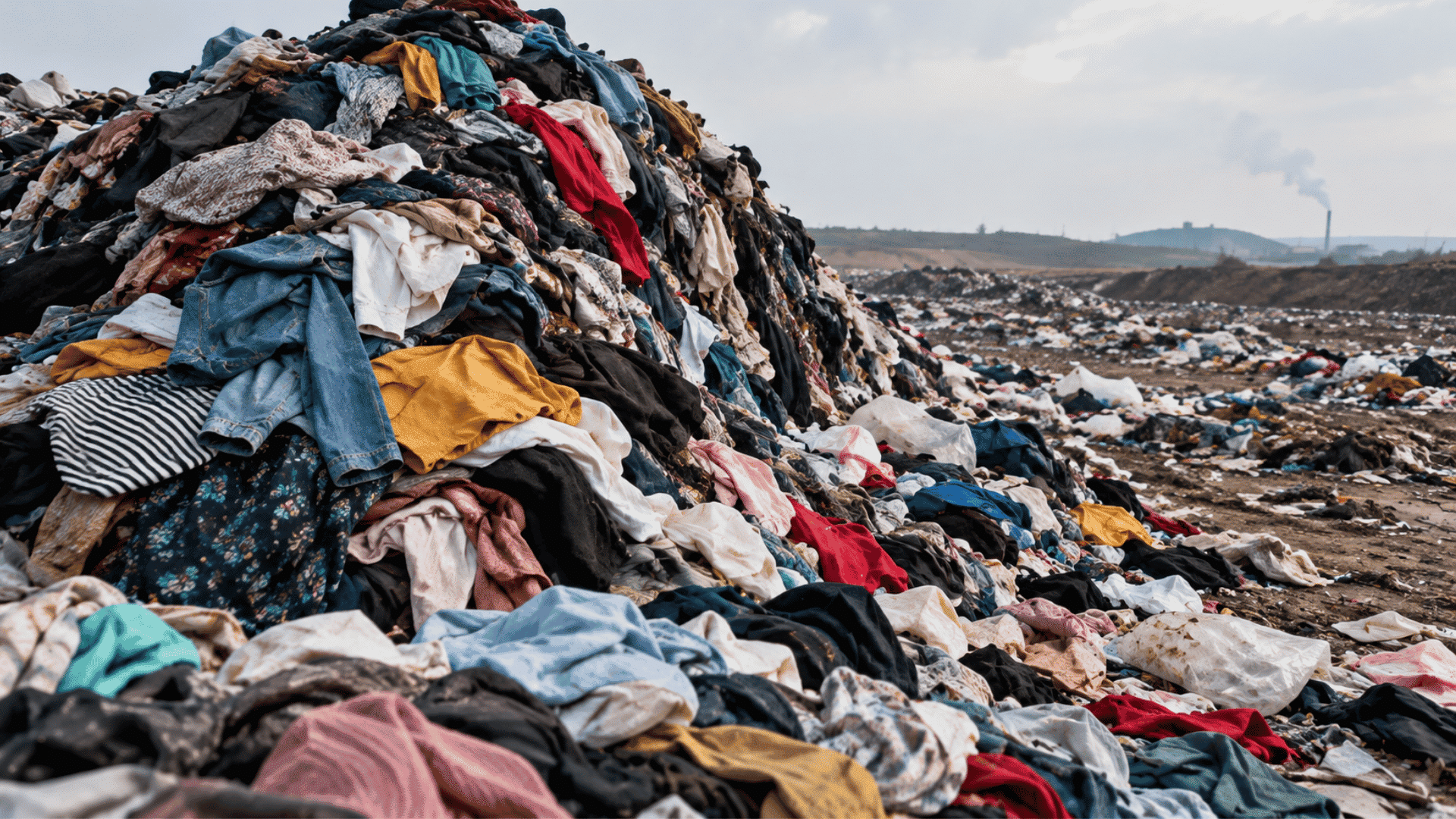 piles of fast fashion clothes stacked together showing overproduction in the fashion industry