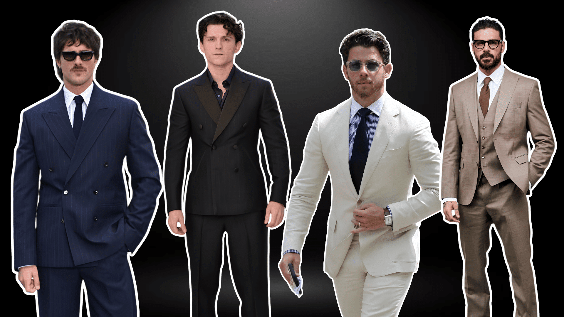 how to style a mens suit with navy black white and brown tailoring for polished formal and smart occasion looks