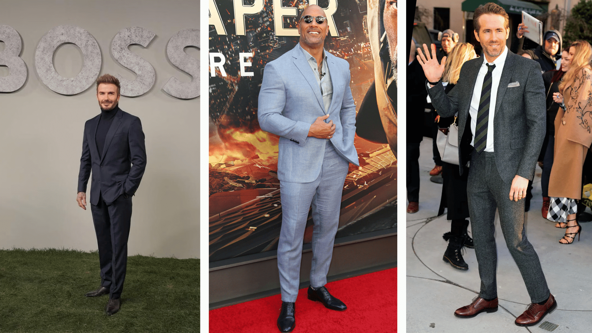 hollywood actors wearing coats and tailored trousers in polished smart casual outfits for a refined look