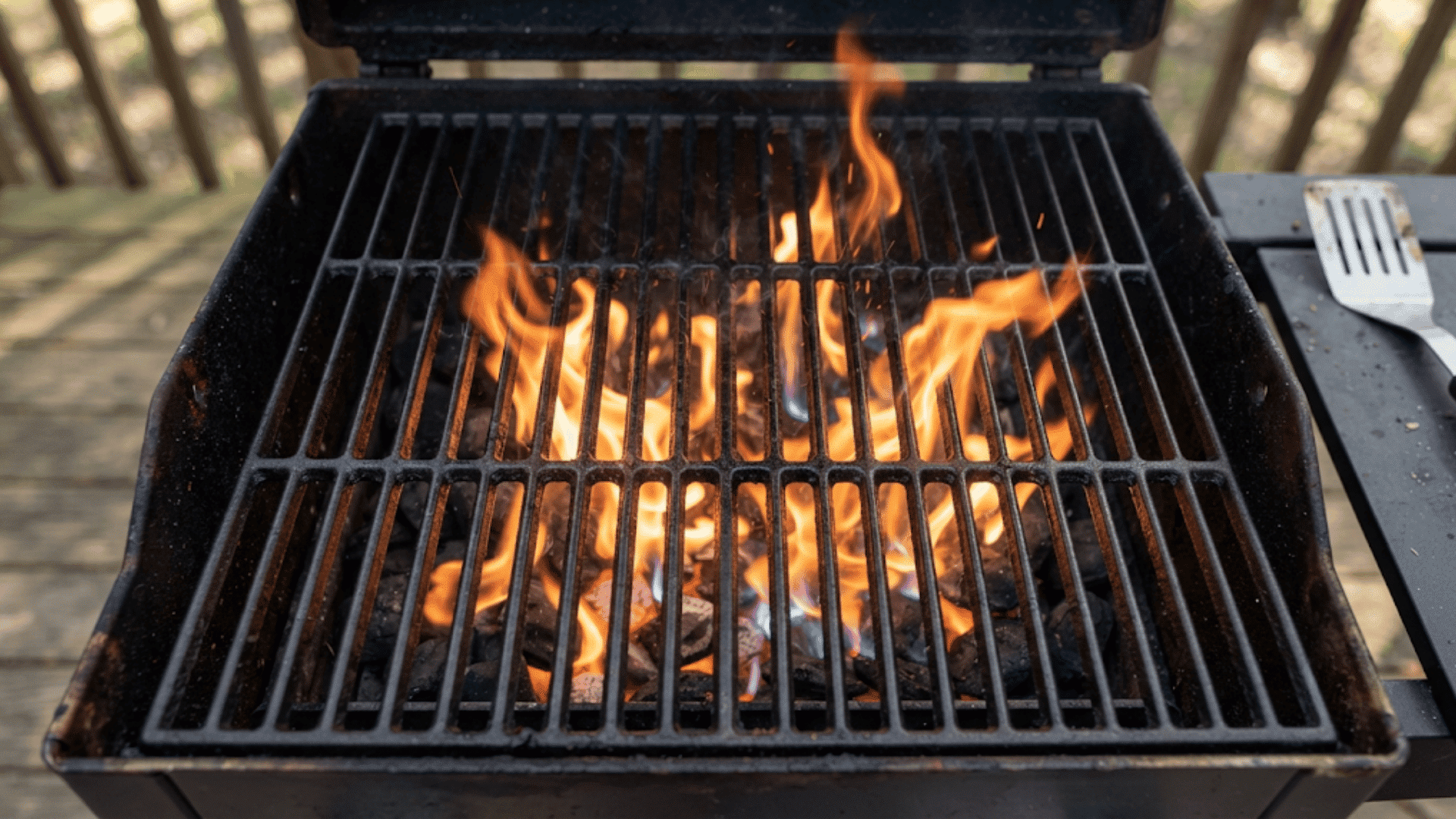 preheat the grill over high flames to create a hot cooking surface before placing the seasoned steak on the grates