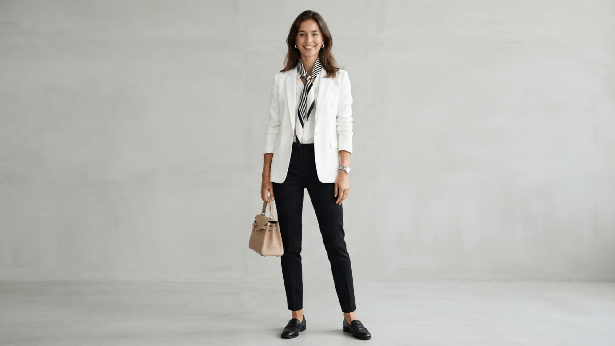 scarf styled as a choker wrapped closely around the neck for a chic and stylish look