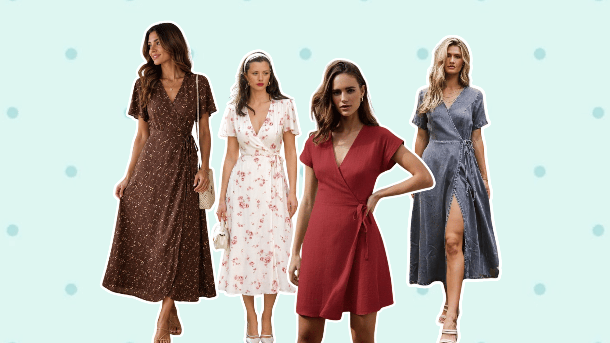 wrap dress featuring a flattering adjustable waist tie and overlapping front design