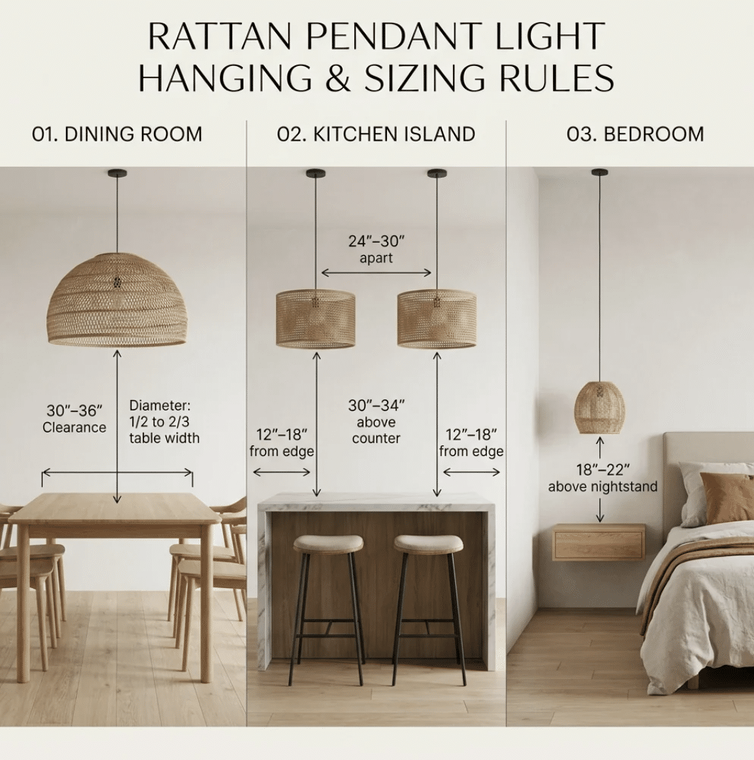 Choosing the right rattan pendant comes down to balancing weave density