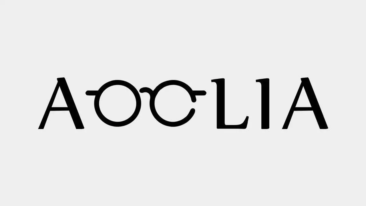 Stylized black text logo with eyeglass frames in place of the letter O on white background